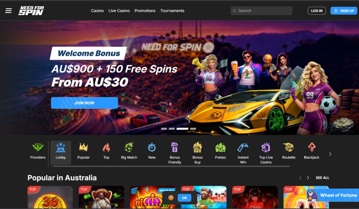 Need For Spin Casino and Live Casino for Aussie players